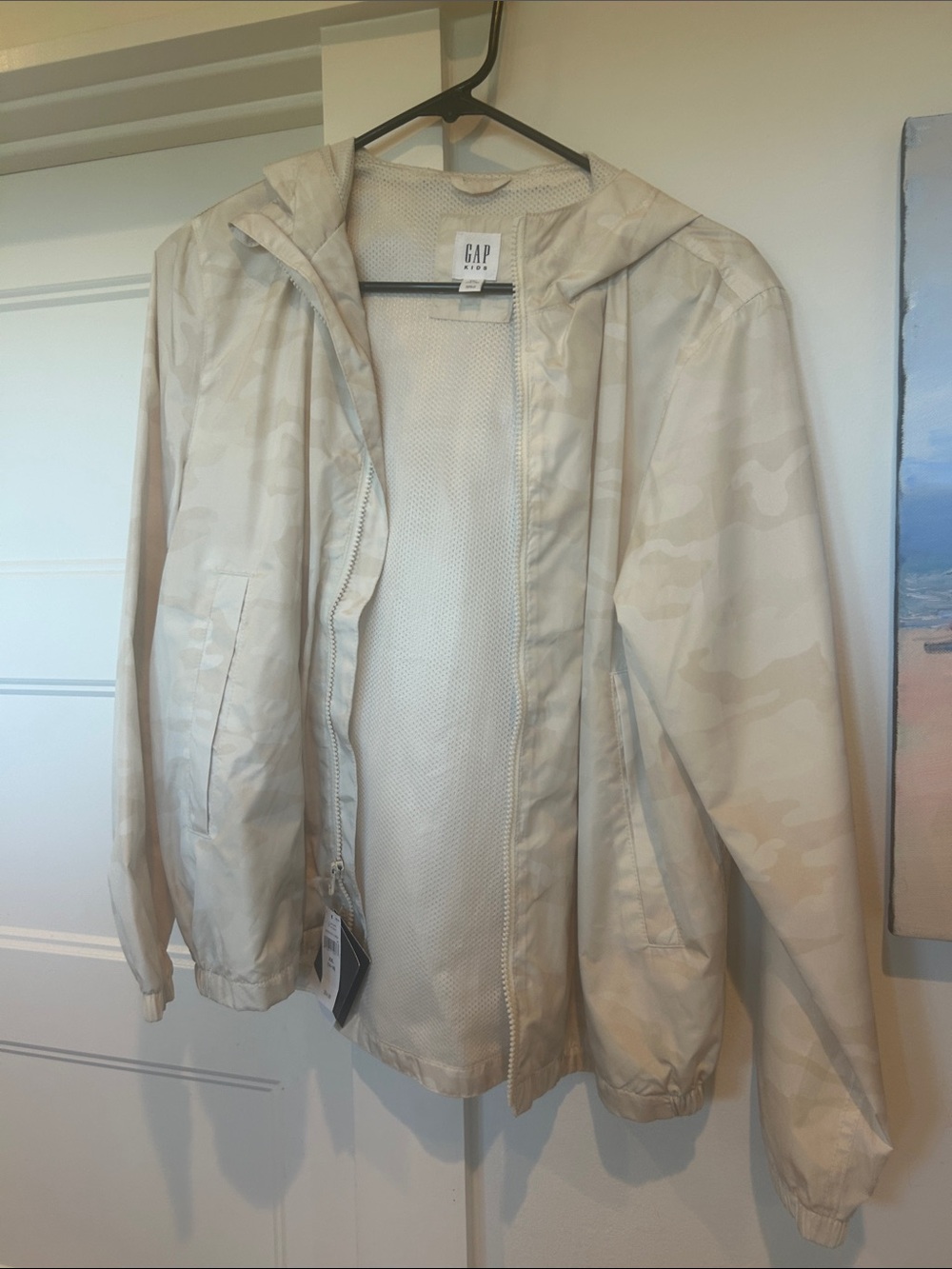 GAP Beige Camo Hooded Rain Jacket